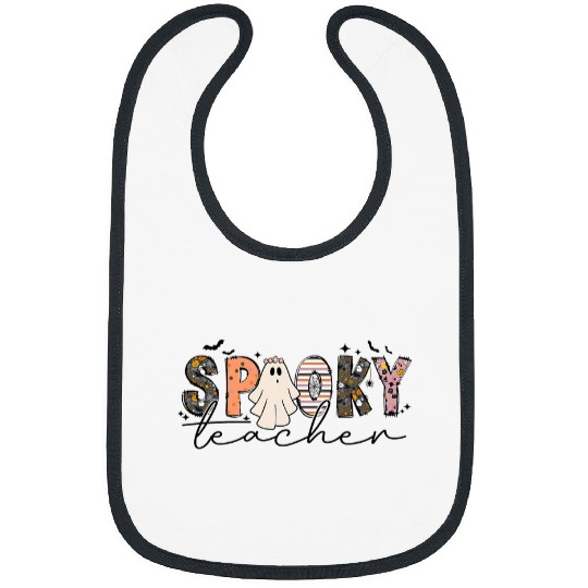 trick or treat groovy ghosts halloween pumkin spooky teacher Bibs