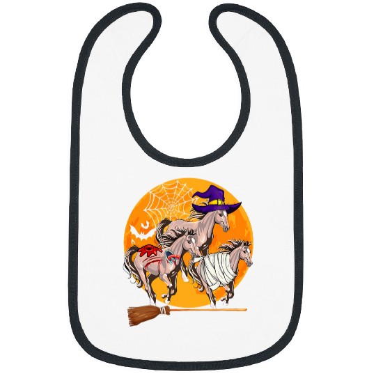 Three Halloween Horses Costume Witchs Hat Mummy Zombie Bibs