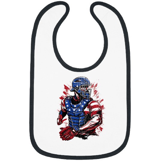 Patriotic Baseball Catcher vintages American Flag 4th of July Bibs