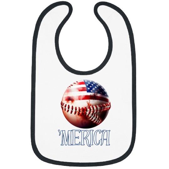 Patriotic Baseball 4th Of July Merica USA American Flag Bibs
