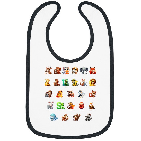 Cute Alphabet Animals ABCs Educational For Boys Girls Adults 1 Bibs