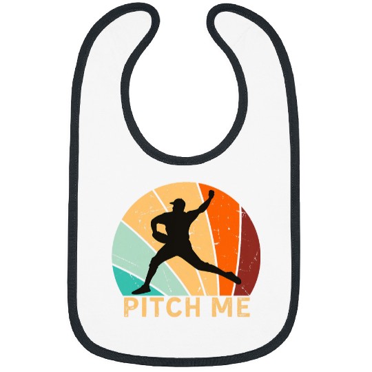 Pitch Me Baseball Pitcher Retro vintages Sunset Funny Bibs