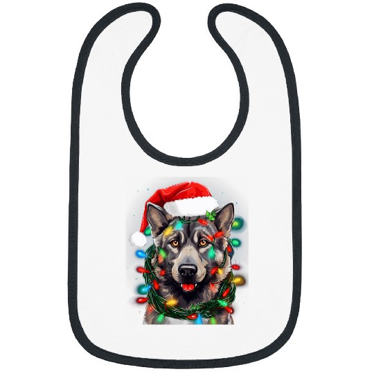 xmass Norwegian Elkhound Dog Tangled Christmas Lights Bibs