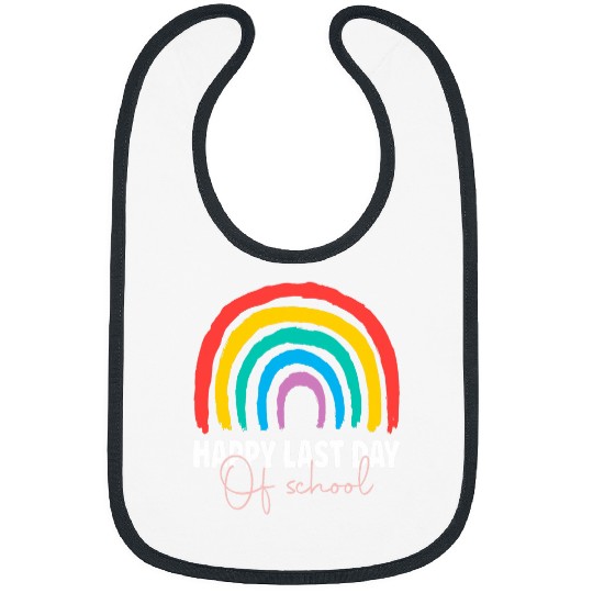 Happy Last Day of School Teacher Student Graduation Rainbow 5 Bibs