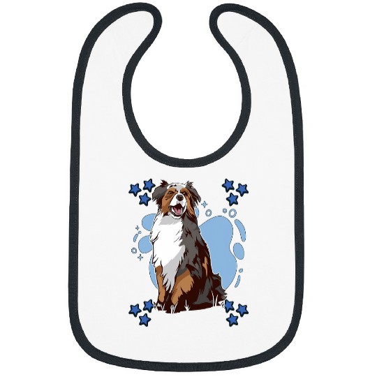 Mens Aussie Art Drawing Stars Boys Australian Shepherd Bibs
