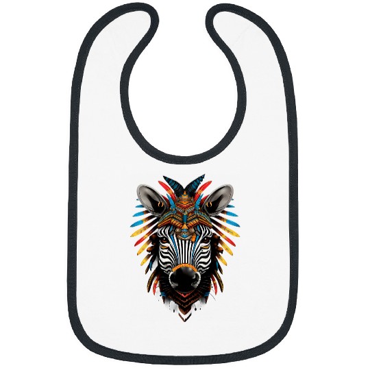 Zebra Native American Indian Headdress Feather Tribal Arts 1 Bibs