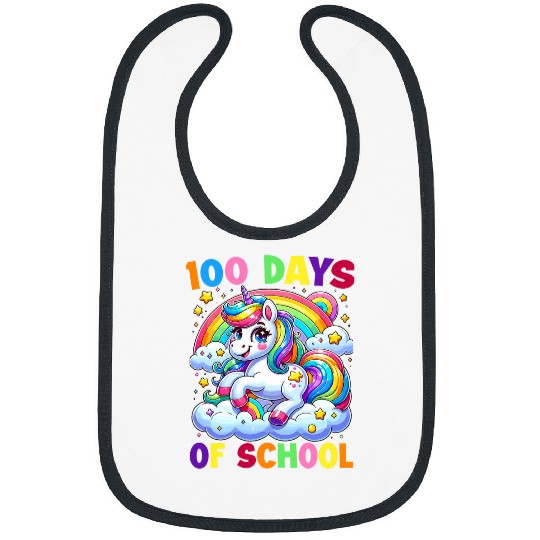 100 Days of School Unicorns Girls Teacher 100th Day of School 2 Bibs