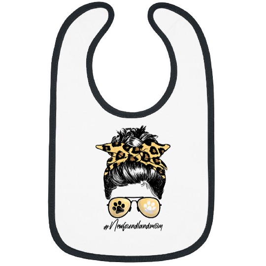 newfoundland mom dog mom messy hair bun leopard print women Bibs
