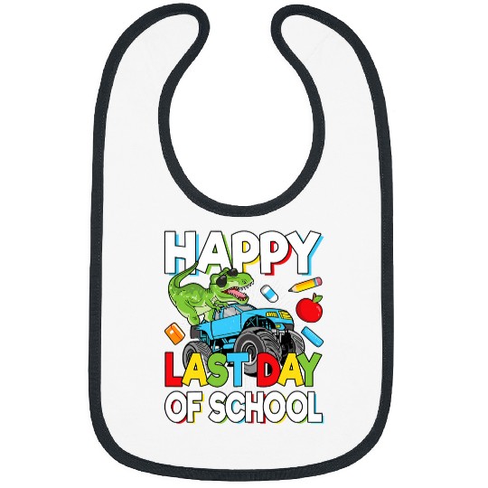 Happy Last Day Of School Student Graduation Dinosaur Boys Bibs