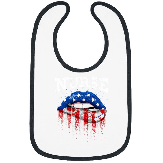 Red Blue Lips nurses American Flag Indepedence Day Women Bibs