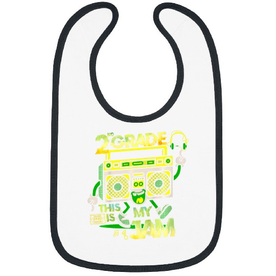 Kids 80s Retro 2nd Grade Is My Jam Back To School Teacher Student Bibs