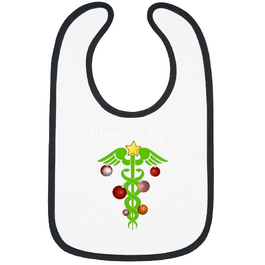 Caduceus medicals Symbol Christmas Tree Merry and Bright RN Bibs