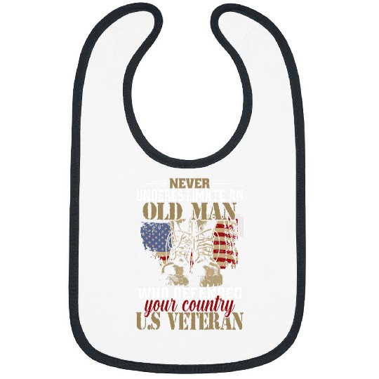 Never Underestimate An Old Man Who Defended Your Country 2 Bibs