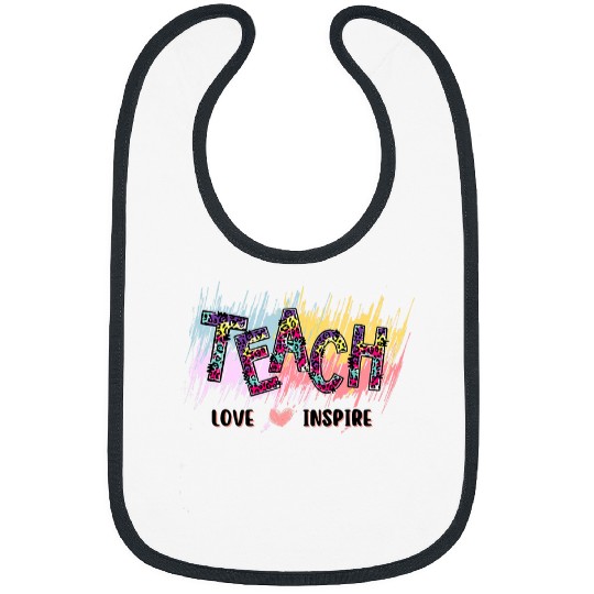 Teach Love Inspire Leopard Back to School Cute Teacher Bibs