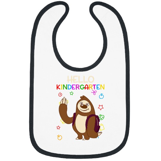 Funny Sloth Hello Kindergarten Student Back To School Bibs