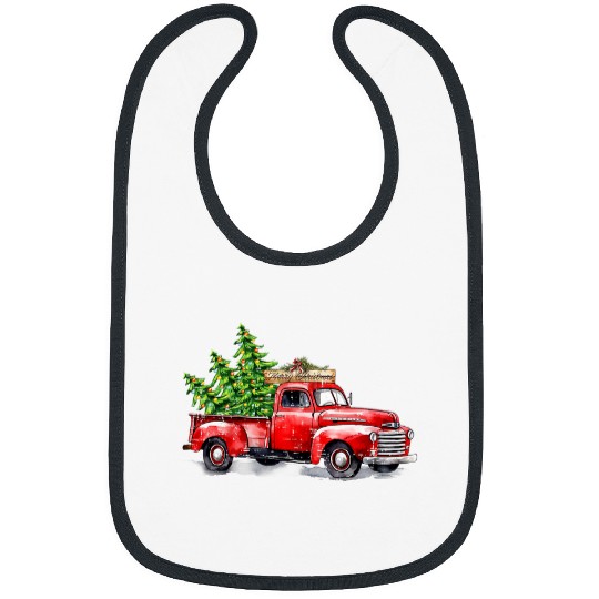 vintages Wagon Christmas s xmass Tree on Car Red Truck Bibs
