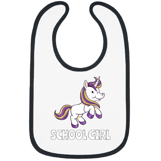 Kids Childrens Student First Day of School School Unicorns Girls Bibs