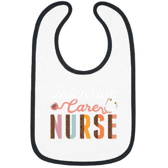 Intensive Care nurses ICU Stethoscope Leopard Cheetah Print Bibs