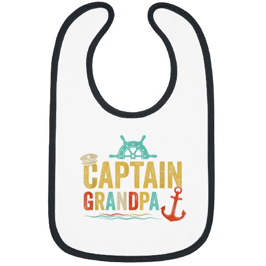 Captain Grandpa Pontoon Lake Sailor Fishing Boating For Men Bibs