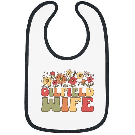 Groovy Retro Floral Cute Oilfield Wife Oil Drilling Rig Bibs