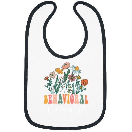 Retro Groovy floral Behavioral Therapist Wildflower Tees For Bibs