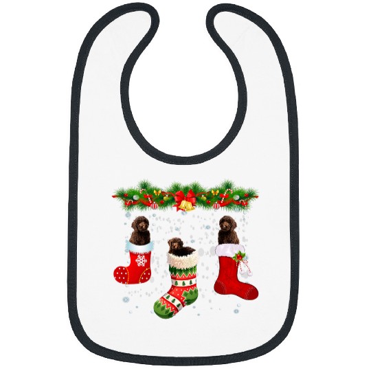 three labradoodle dog in sock christmas santa hat xmass dog Bibs