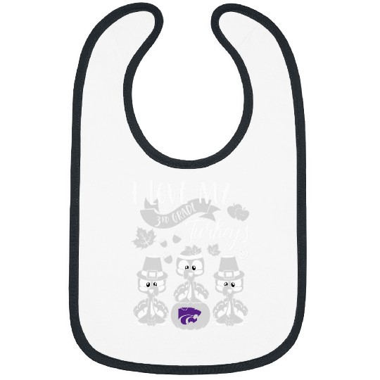 Kansas State Wildcats Teacher Love My 3rd Grade Turkeys Team Bibs