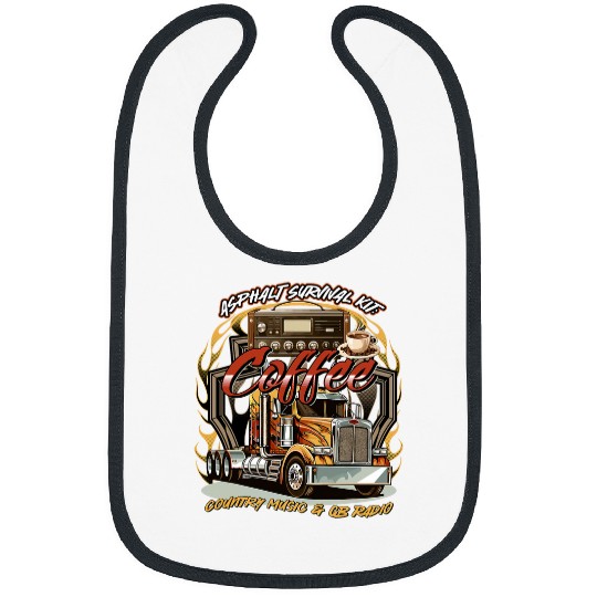 Asphalt Survival Coffee Country Music CB Radio Trucker Funny Bibs