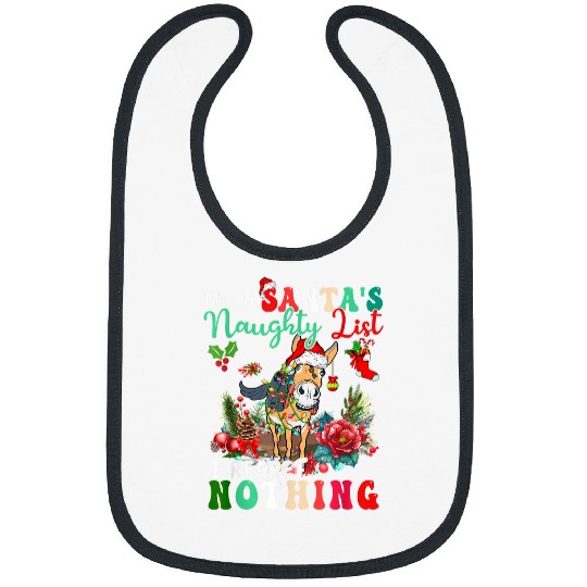 On Santas Naughty List Regret Nothing xmass Donkey Santa Bibs