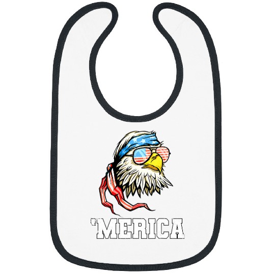 4Th Of July Merica Usa Flag Bald Eagle Patriotic Veteran Bibs