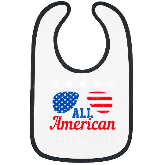 All American Retail Worker USA Flag Sunglasses 4th of July Bibs