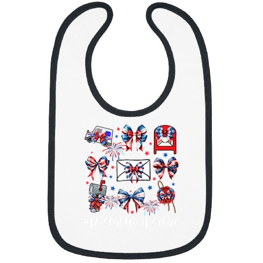 america coquette bow fireworks postal worker 4th of july Bibs