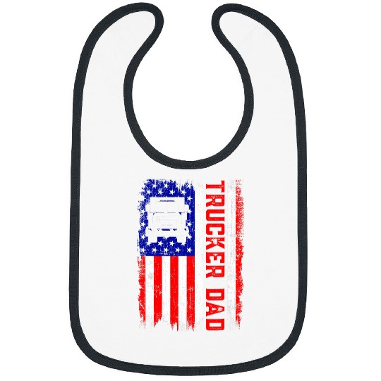 american flag trucker dad jobs fars day Bibs