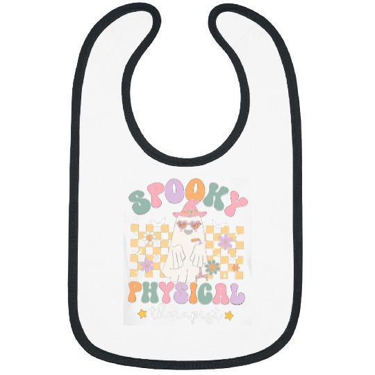 Retro Spooky Physical Therapist Halloween PT Cute ghosts DPT Bibs