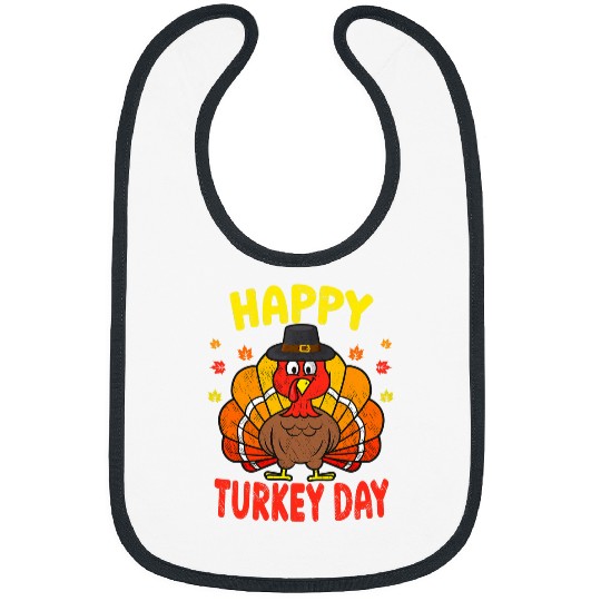 Happy Turkey day Funny Thanksgiving 2Autumn Fall season Bibs