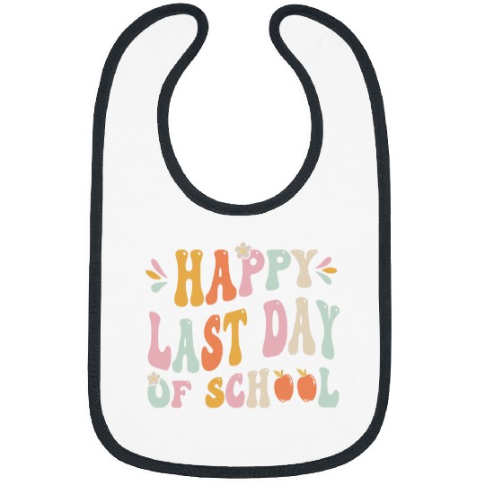 Happy Last Day Of School Groovy Teacher Student Graduation Bibs