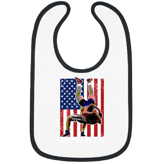 Distressed Look Wrestling Design American Flag gift 6 Bibs