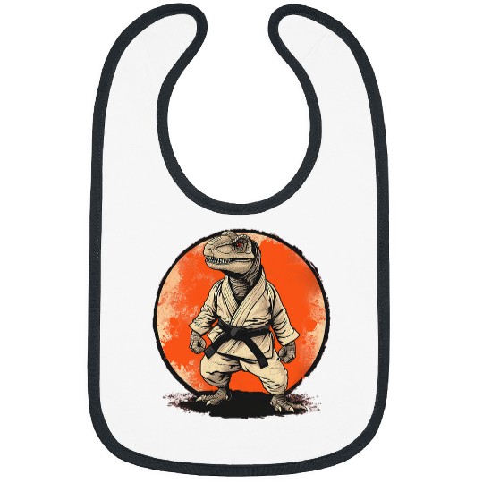 Funny T Rexs Jiu Jitsu Dinosaur Karate Black Belt Bibs