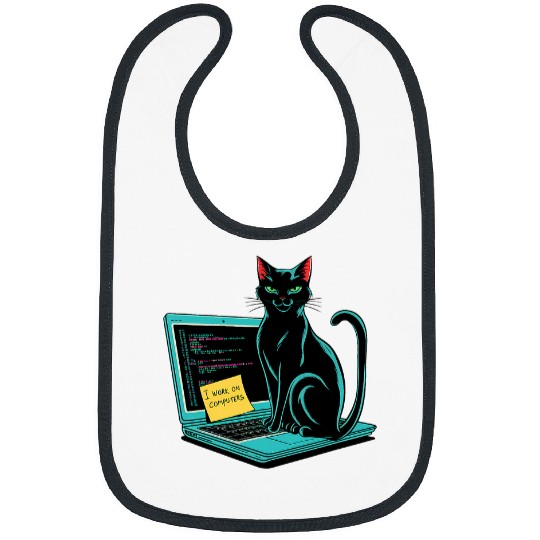 Cat I Work On Computers Coding Geek Design Bibs