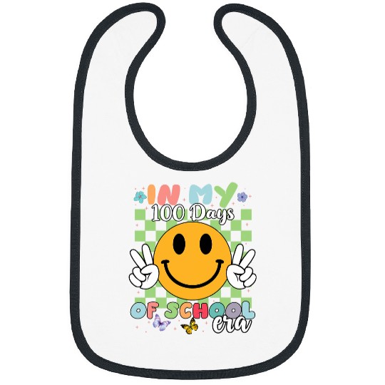 In My 100 Days Of School Era Retro Teacher Kids Smile Face Bibs