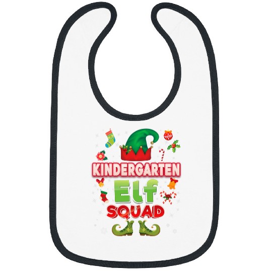Kindergarten Elf Squad Christmas Santa Hat Student Teacher 1 Bibs