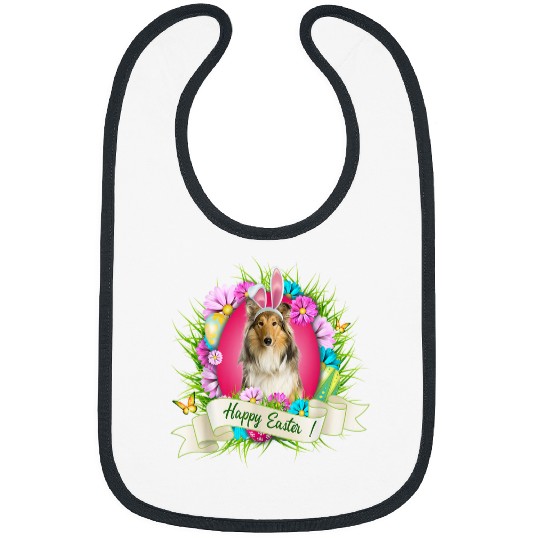 Happy Easter Scotch Collie Wearing Bunny Ear Eggs Cool Bibs