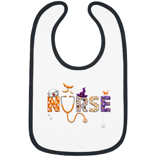 Halloween nurses Nursing Cute Health Worker Halloween Pattern 7 Bibs
