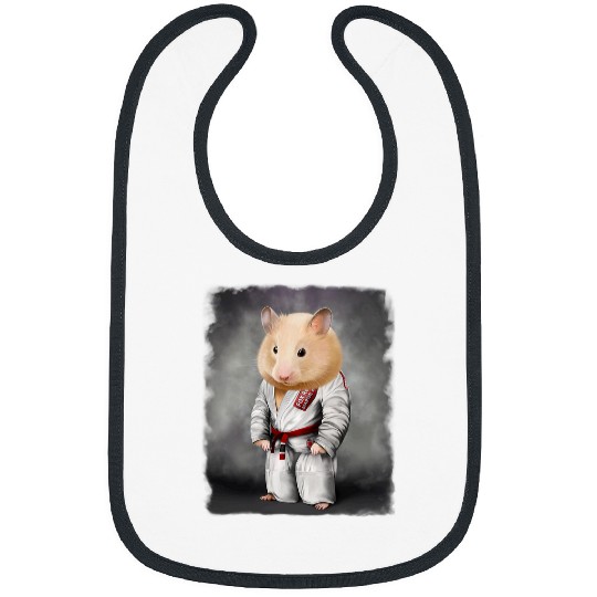 Hamster Judo Karate Master in White Judogi Bibs