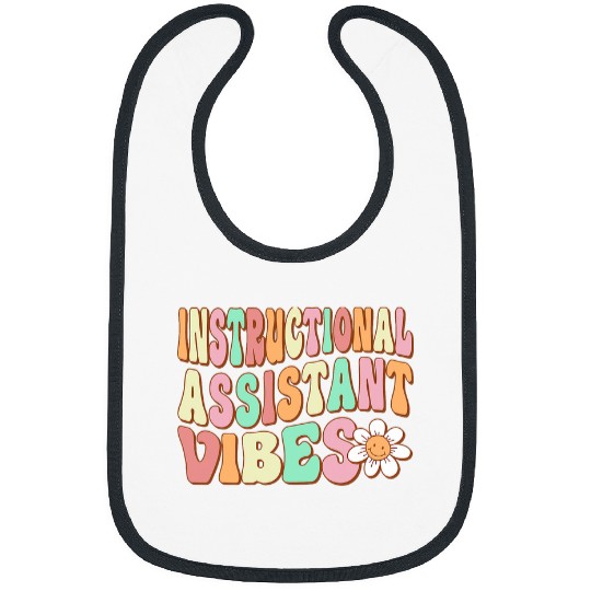 Retro Instructional Assistant Vibes Men Women Teacher Aide Bibs