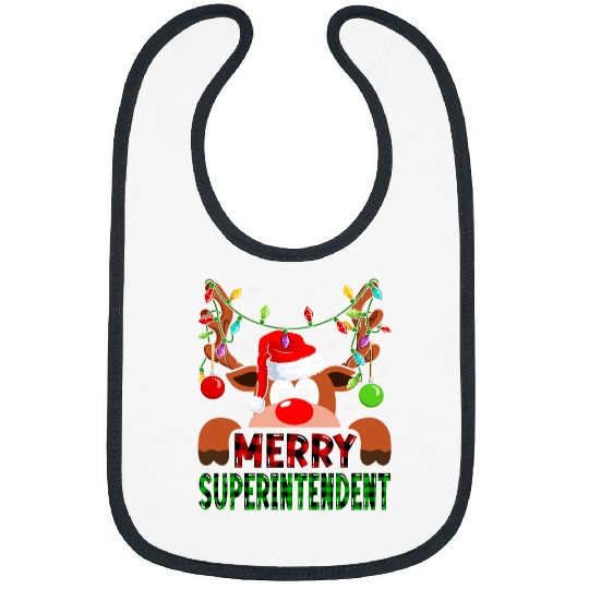 Merry Superintendent Reindeer Christmas Bibs