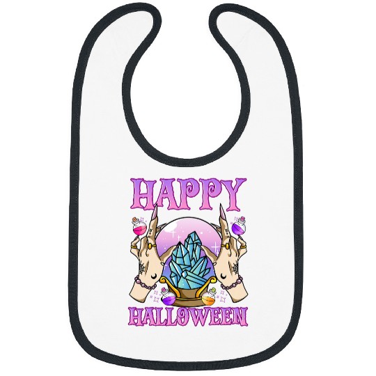 Happy Halloween Crystals Ball Fortune Teller Witchy Potions Bibs