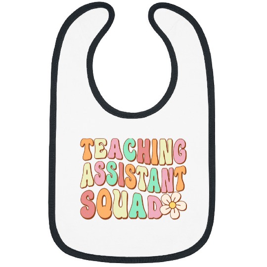 Teaching Assistant Squad Retro Groovy Teacher Aide Vibes Bibs
