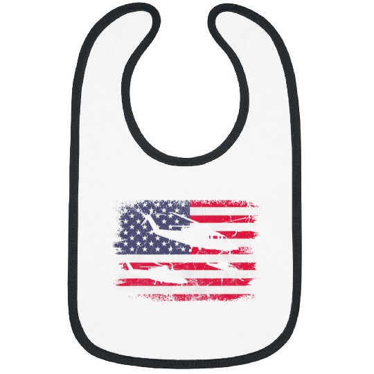 Helicopter American USA Flag Pilot 4th of July Distressed Bibs
