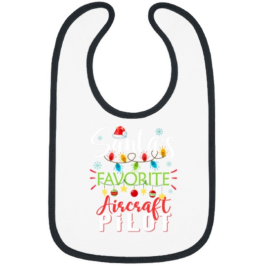 Santas Favorite Aircraft Pilot Light Santa Hat Christmas Bibs